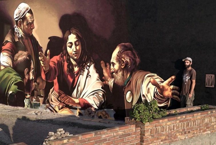 Caravaggio sui muri le straordinarie opere dello street artist Andrea Ravo Mattoni