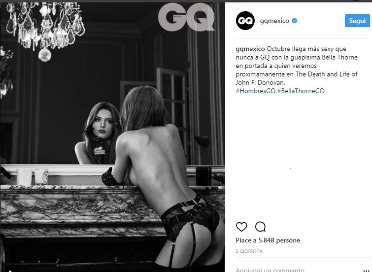 Bella Thorne lex stellina Disney nuda e senza ritocchi su GQ