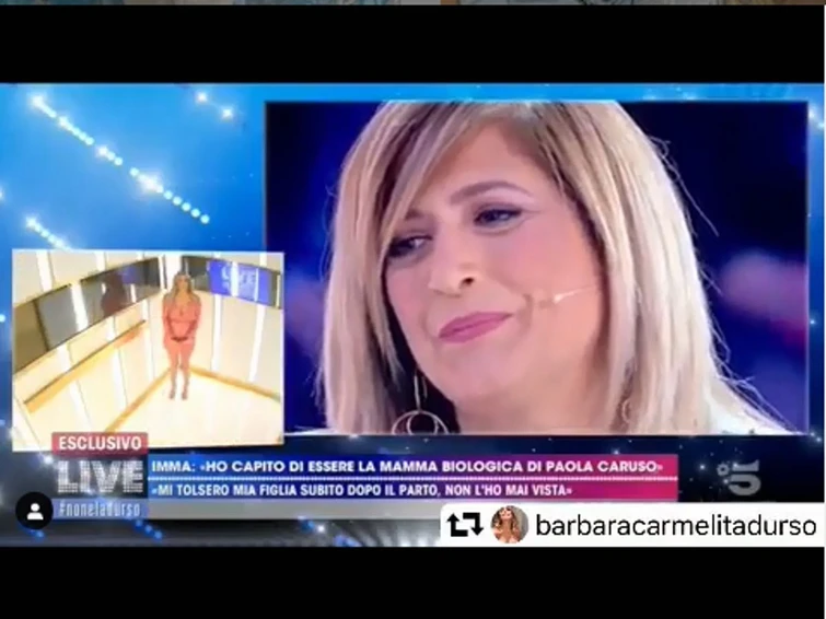 Paola Caruso scopre in diretta Tv che Imma la madre biologica