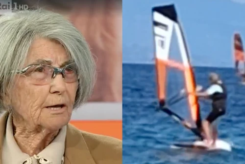 I 98 anni di Mariuccia Ho già prenotato il windsurf per lanno prossimo se non ci sarò più vi guardo da lassù