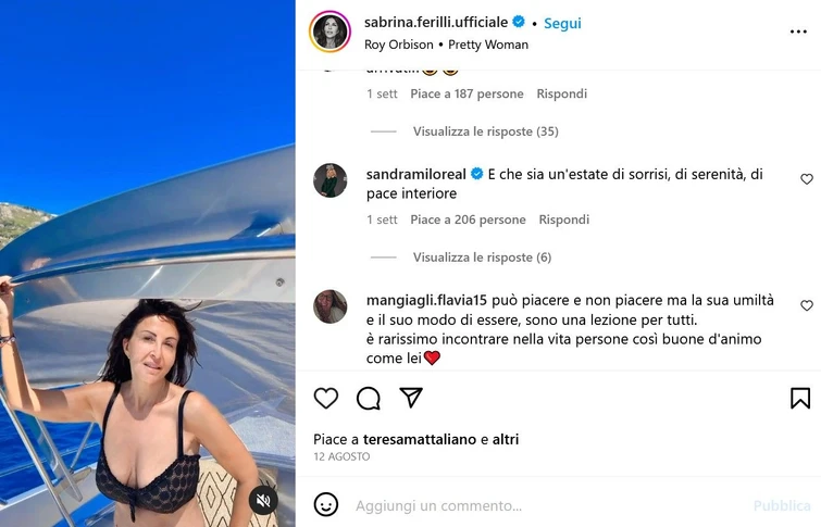 Sabrina Ferilli in bikini sullo yacht la provocazione E di DAlema La risposta dellattrice è sferzante