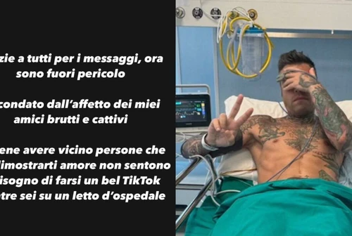 Fedez in ospedale operato durgenza Ma lancia pesanti stoccate a Ferragni Il selfie per le dimissioni