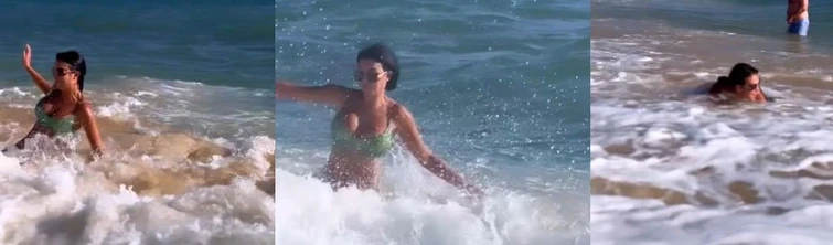 Georgina Rodriguez trascinata dalle onde il video dellincidente marino diventa virale