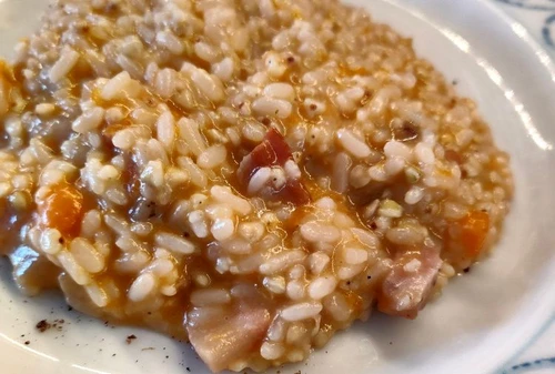 La ricetta del risotto con zucca e guanciale