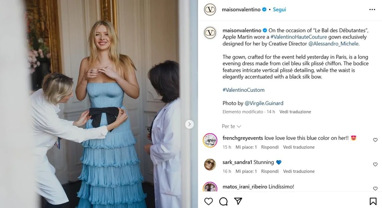 Il debutto di Apple bellissima figlia di mamma Gwyneth Paltrow e papà Chris Martin